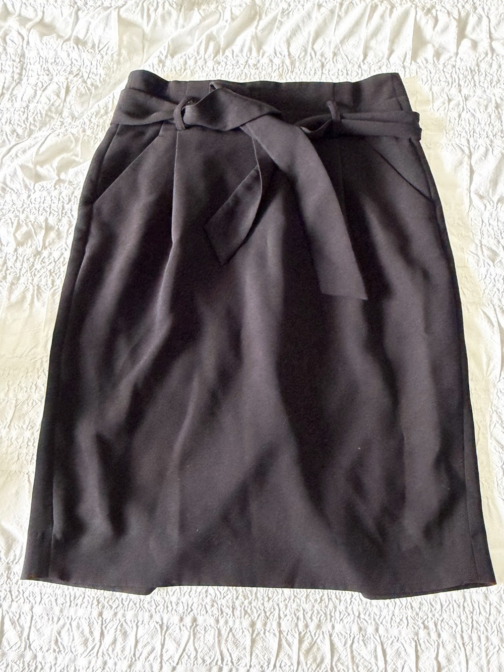 Simon’s Contemporaine High-Waist Black Tie-Belt Pencil Skirt